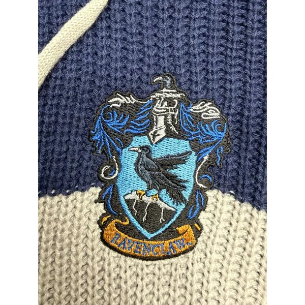 Harry Potter Ravenclaw Women's L Knit Hooded Sweater High Low Hem Crest - Image 3