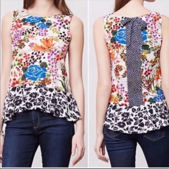 5/$30 🎈 Anthropologie Postmark women’s small cultivar floral tank top - Image 2