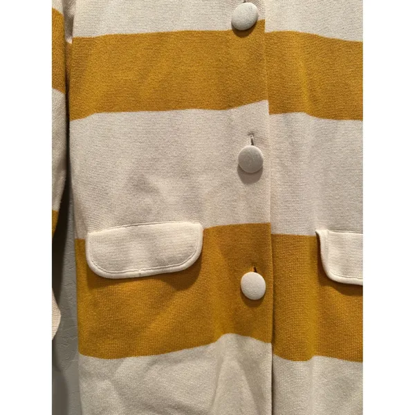 Evie Mustard Yellow‎ Striped Cardigan Sweater Small Preppy Knit - Image 4