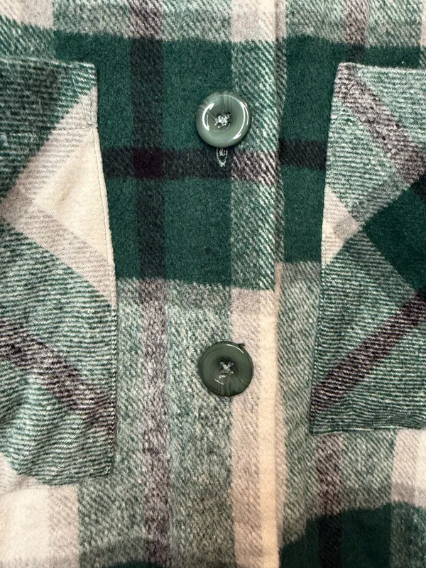 Kut from the Kloth Luciana Green Plaid Cropped Shirt Jacket Shacket Size M - Image 3