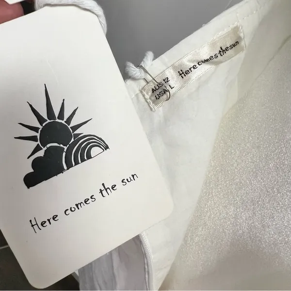 Here Comes the Sun NEW Norma Puff Sleeve Cutout Back Mini Dress White NWT - Image 8