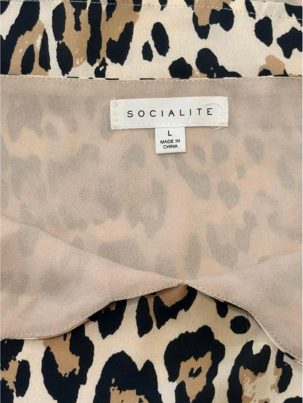 Socialite Leopard Print Cami Tank Top Women's Size Large V-Neck Animal Print - Image 3