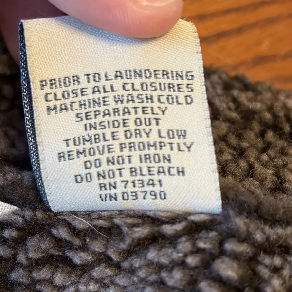 LL Bean Vest XL Brown Faux Suede Sherpa Lined Button Front Penny Lane Granola - Image 7