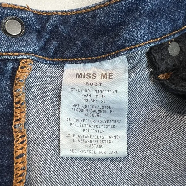 Miss Me Boot Jeans Womens 32 Blue Medium Wash Stretch Denim Whiskering NO‎ Bling - Image 11