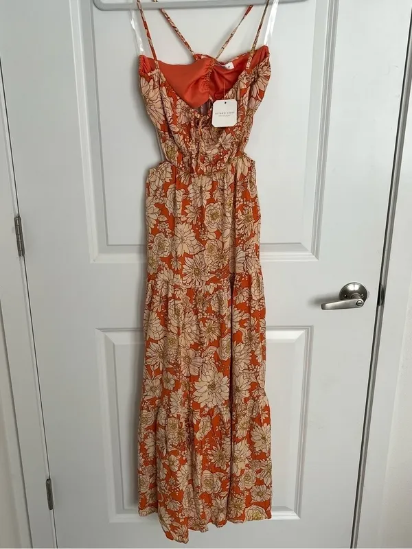 NEW Altar’d State Orange Floral Maxi Dress Size Medium NWT - Image 4