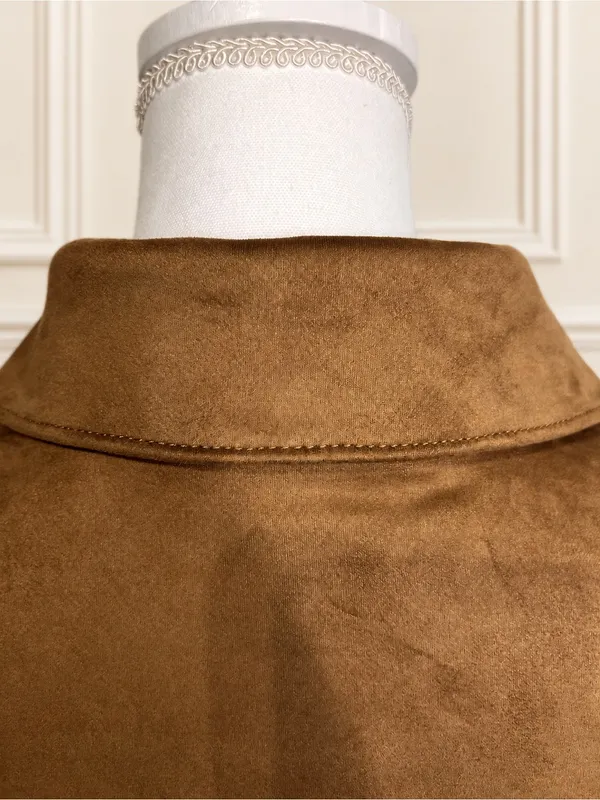 Abercrombie & Fitch Vegan Suede Camel Brown Shirt Jacket L - Image 6