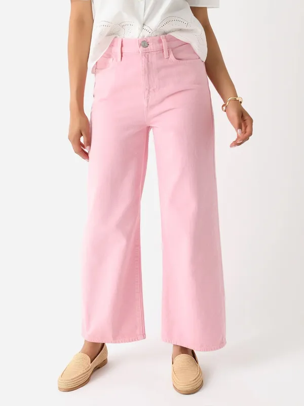 FRAME Le Jane Wide Leg Crop High Rise Jeans in Washed Dusty Pink Size 27 - Image 5