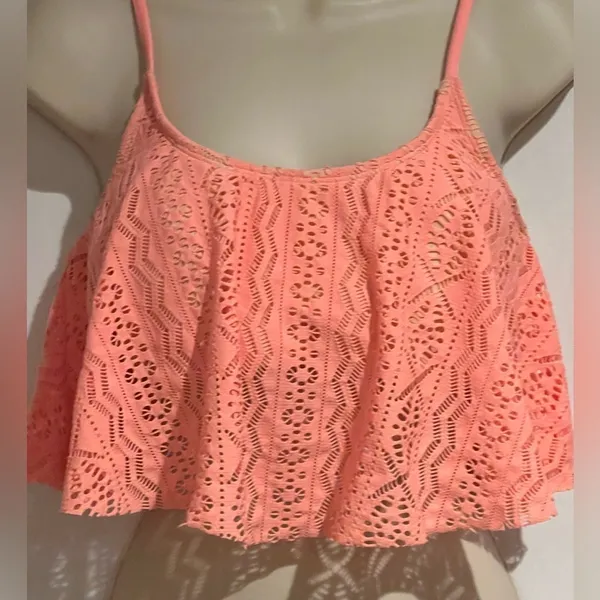 Xhilaration Melon Coral Crochet Adjustable Straps Bikini Top‎ Women’s Large - Image 3