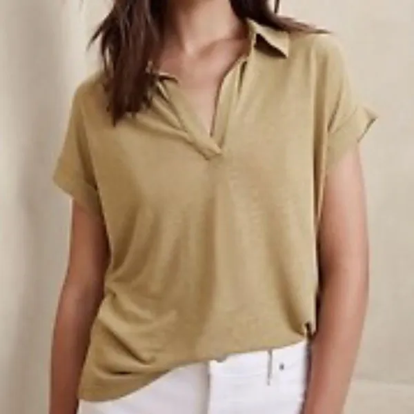 Banana Republic Women’s Linen Short Sleeve Polo | NWOT - Image 2