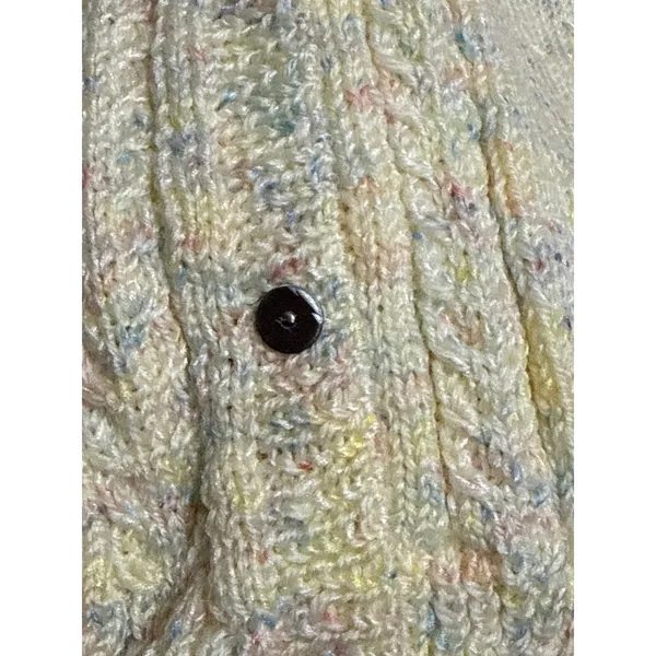 Vintage Butter Yellow Cropped Cable Knit Sweater‎ Vest Cardigan Cottage Granny - Image 5