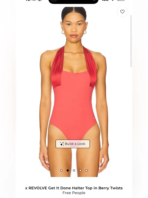 Free People x REVOLVE Get It Done Halter Top Bodysuit in Berry Twists Sz L - Image 3