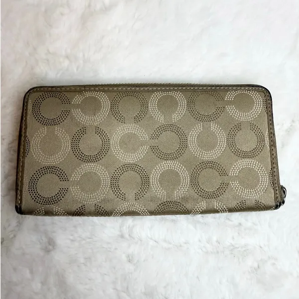 COACH Signature Canvas Zip Around Wallet - Image 2