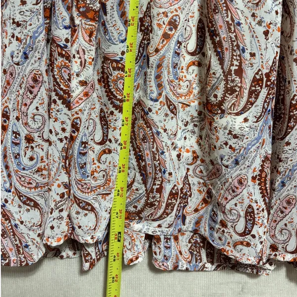 Polagram Maxi Dress Cream Paisley Tiered Boho‎ Peasant Cottage Modest Church M - Image 9