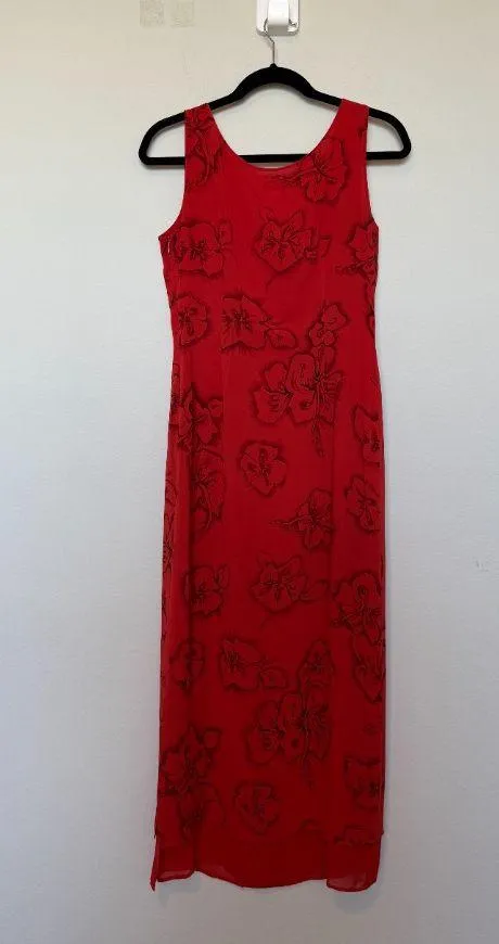 Vintage 90s Sheer Romantic floral Long Maxi Dress - Image 5