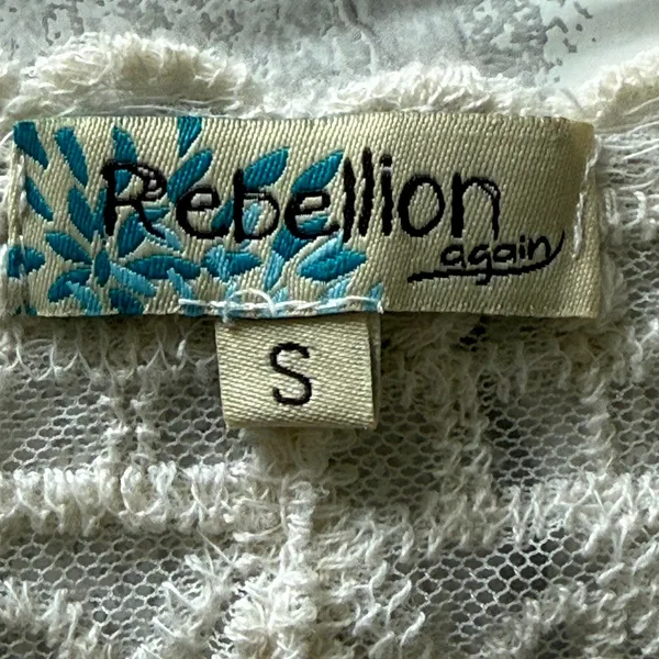 Rebellion Again Ivory Lace Bohemian Floral Mandala Embroidery Kimono Duster S - Image 4