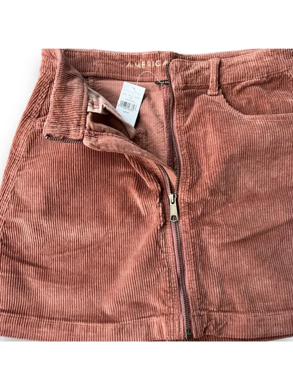 American Eagle Zipper Corduroy Super Hi-Rise A-line Skirt, NWT mauve 6 /28 - Image 5