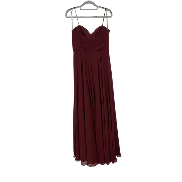 Jenny‎ Yoo Collection Burgundy Chiffon Spaghetti Strap Gown Dress Size 10 - Image 2
