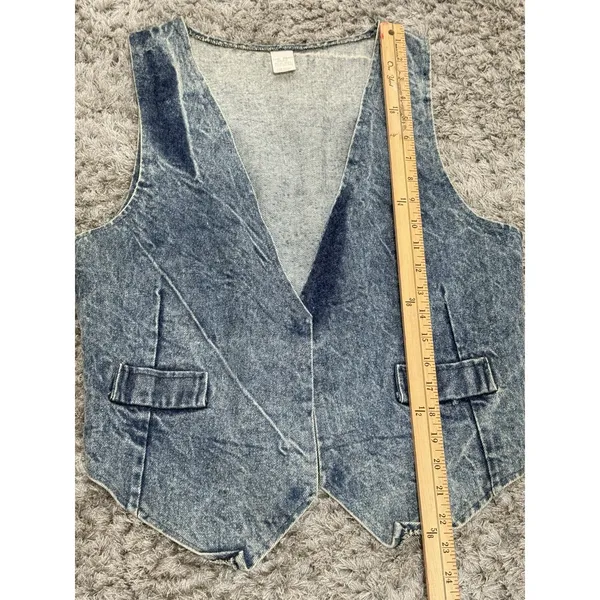 The Dean Group Vintage 90’s Acid Washed Denim Vest Women’s Size Large - Image 12