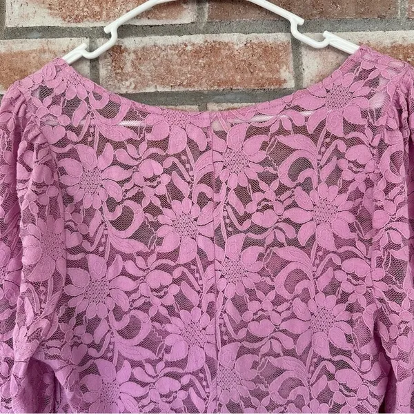 Intimately Free People Long Distance Floral Lace Shirt Women’s Large Pink Angel - Image 9