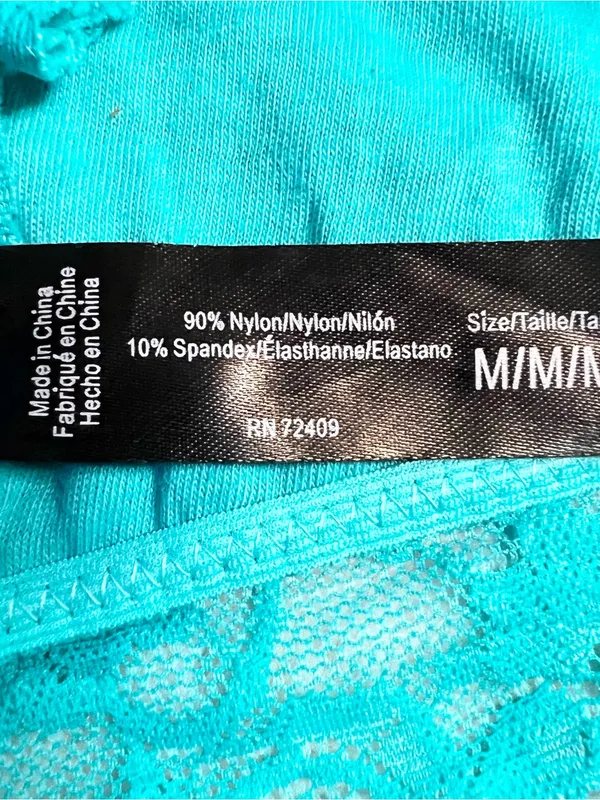 Teal Blue Lace Racerback Bralette Size Medium Aqua Wireless Comfort Lacy Stretch - Image 10