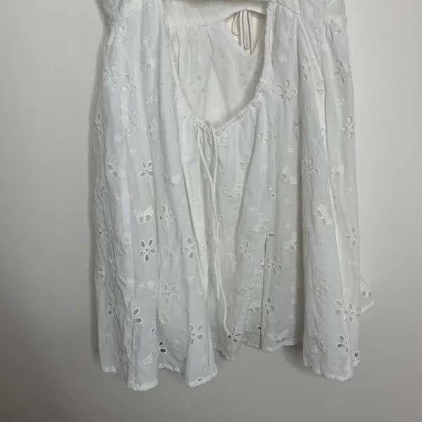 For Love & Lemons Weston Mini Dress in White Eyelet Womens Large - Image 5