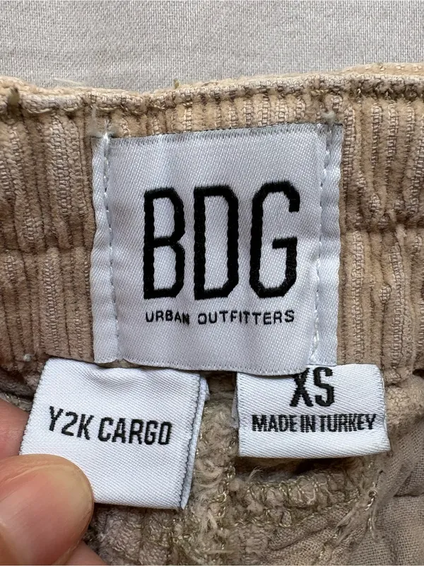 BDG Urban Outfitters Y2K Corduroy Cargo Pants Tan Low Rise XS - Image 3
