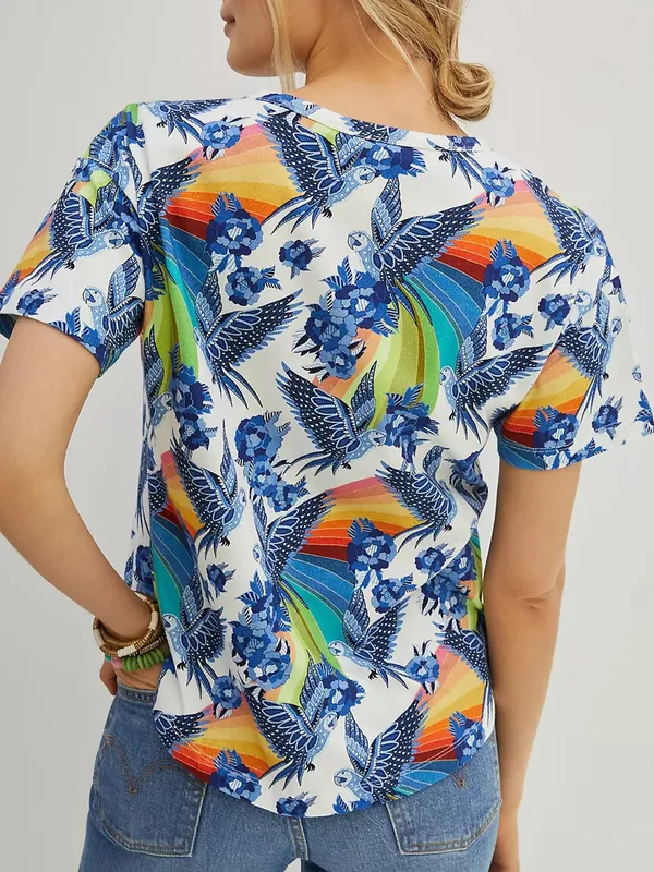 Anthropologie Farm Rio Aves Graphic Tee Short Sleeve T-Shirt - Image 2