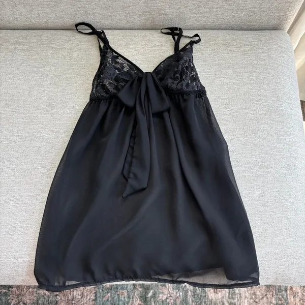 Bluebella Babydoll Top Small Black Sheer Lace Bow Romantic Coquette Lingerie - Image 9