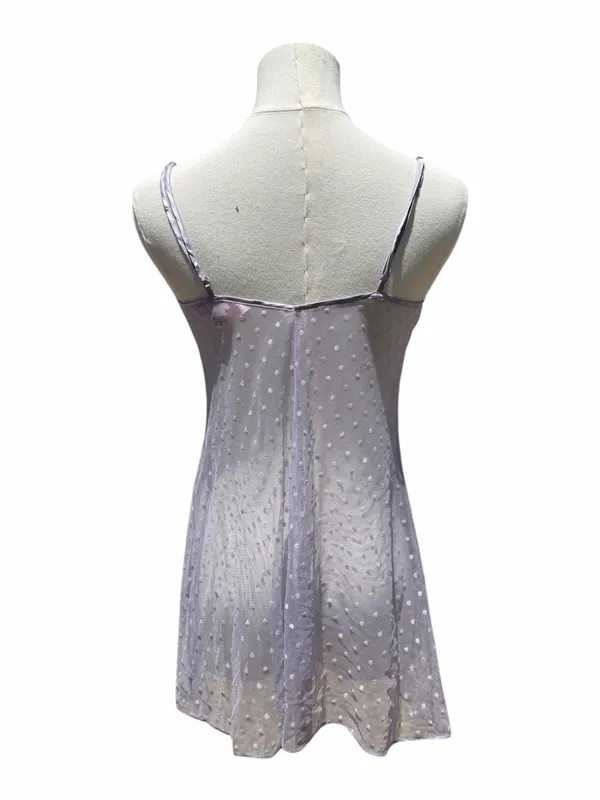 Victoria’s Secret Lavender 100% Silk Babydoll Chemise XS Sheer Polka Dot Y2K - Image 9