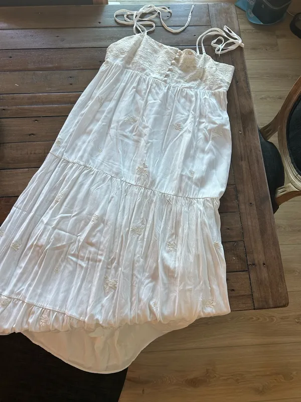Spiritual Gangster Dolce Embroidered White Spring Summer Maxi Dress M - Image 3