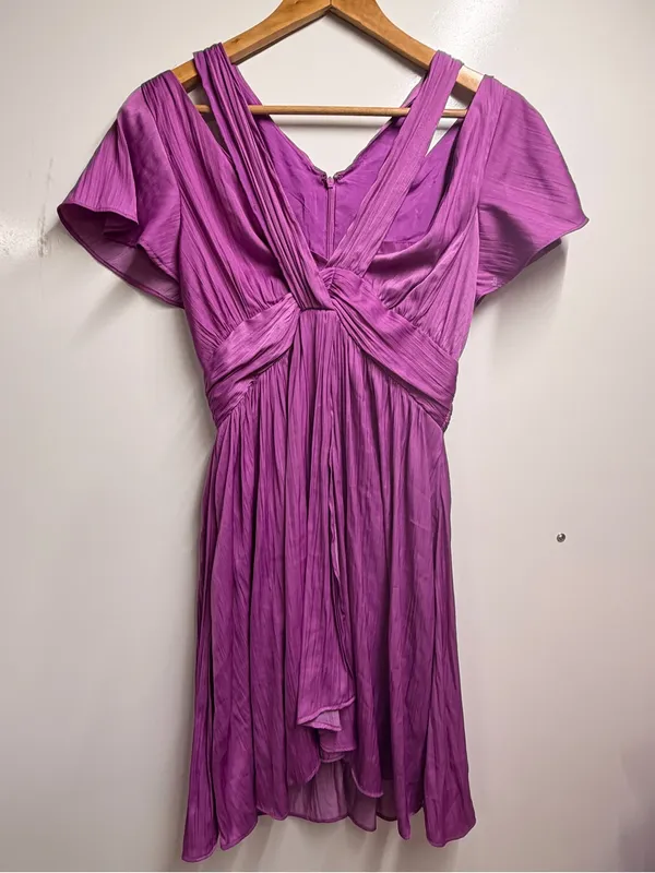 Anthropologie Deep V-Neck Vibrant Mini Dress in purple size 0 women’s - Image 5