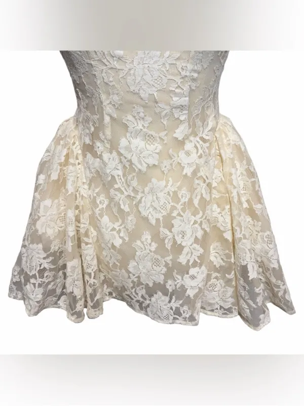 NWT MISS ROSIER Boutique Euphemia Cream White Floral Lace Mini Dress - Image 6