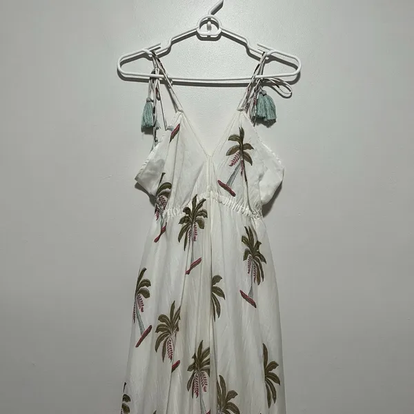 Roller Rabbit Morjim‎ Palm Venezia Maxi Tassel Cream Dress Size Medium - Image 4