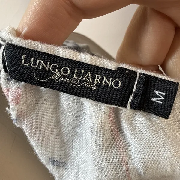 Lungo L'arno Tropical Floral Linen Mini Dress‎ Sundress Size M Spaghetti Strap - Image 7