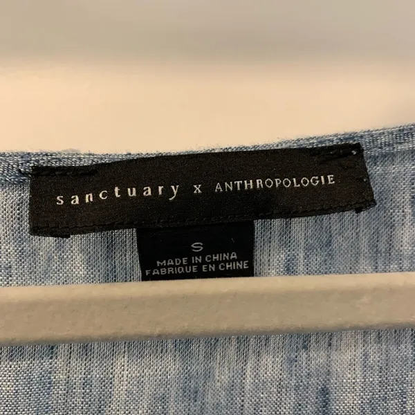 Sanctuary by Anthropologie Denim Chambray Romper Size Small Ties at Waist - Image 6
