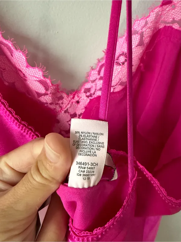Victoria’s Secret Hot Pink Lace Trim Slip Dress Laungerie Floral Intimates S - Image 8