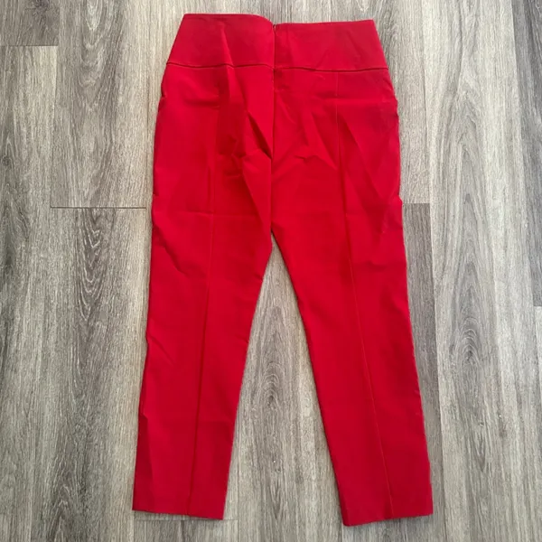 CAbi Red Ankle Pants Size 8 Women’s High Rise Slim Leg Trousers - Image 2