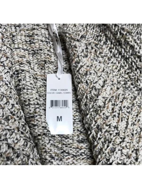 NEW Jones New York Black Cream & Gray Chunky Knit Waterfall Vest Medium NWOT - Image 6