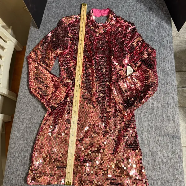 Anthropologie Maeve Long Sleeve Mock Neck Sequin Mini Dress - Image 11