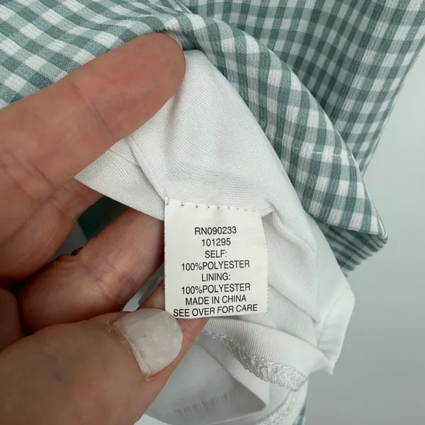 L.A. Hearts Gingham Mini‎ Dress Womens Small Sage Green Excellent Tie Shoulder - Image 4