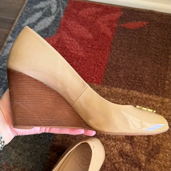 Tory Burch Burnt Almond Jade 85MM Peep Toe Wedge - Image 3