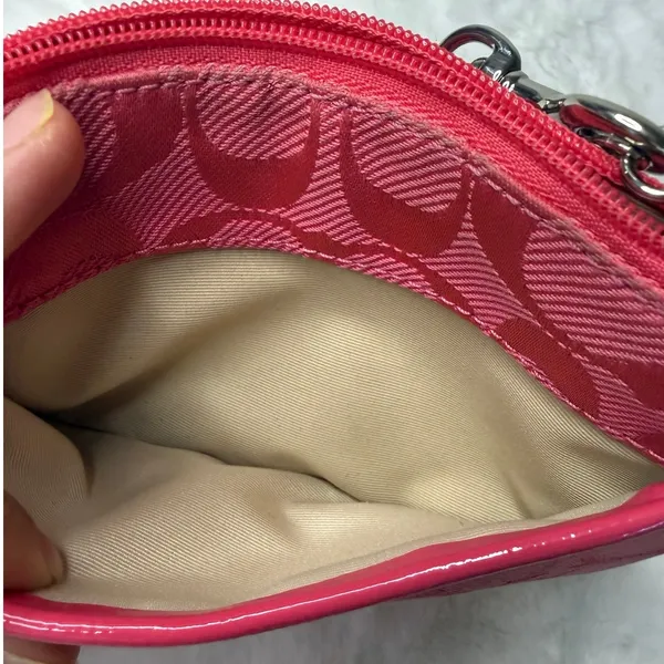 COACH Pink Signature Canvas Wristlet - Image 4