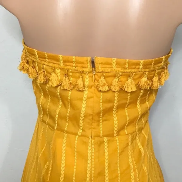 Honey punch gold strapless mini dress with tassels. New with tags - Image 11