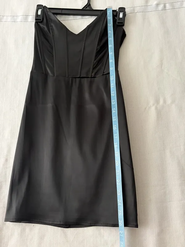 Windsor women’s Size S Black Satin Bodycon Mini Dress NWT(A500)✨ - Image 8