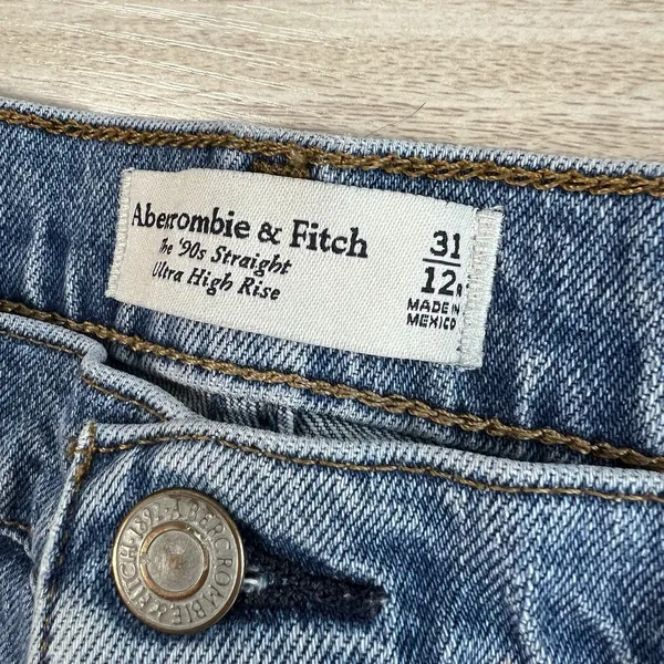 Abercrombie & Fitch Jeans Women's 12/31 90s Straight Ultra High Rise‎ Raw Hem - Image 8