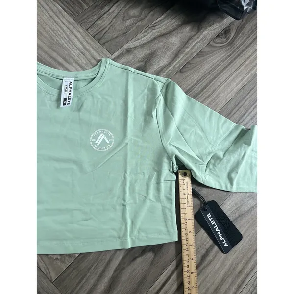 Alphalete Women’s Dynasty Long Sleeve Crop Tee - Pistachio, Size Small - Image 4