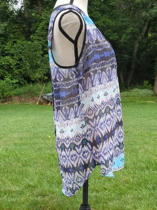 Daniel Rainn V-Neck Sheer High Low Sleeveless Blouse - Image 4