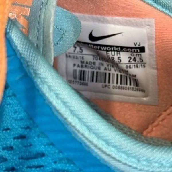 Nike Zoom Turquoise Orange Athletic Training Shoes Women's Size‎ 7.5 - Image 5