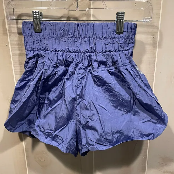 Cute Free People Movement periwinkle crinkle shorts yoga running elastic waist - Image 10