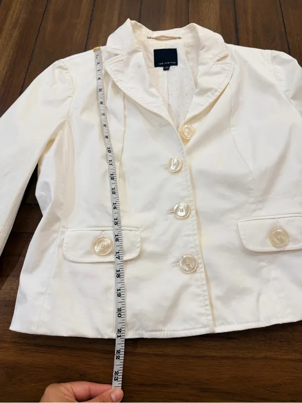 The Limited cream Cotton Stretch Blazer Size 12 Tailored Career Jacket - Image 4